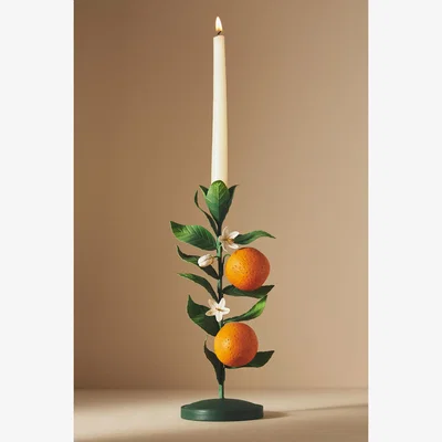 Anthropologie Fruit Metal Taper Candle Holder
