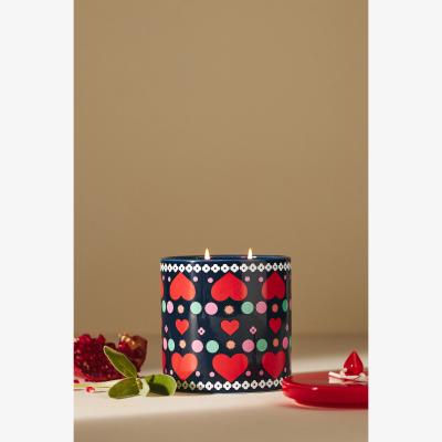 Anthropologie Maeve Floral Pomegranate & Sage Ceramic Candle