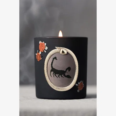 Anthropologie Halloween Scorpion Woody Palo Santo & Saffron Glass Candle