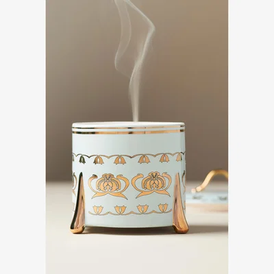 Anthropologie The Met x Anthropologie Floral Sueded Rose Ceramic Candle