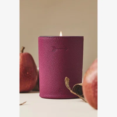 Anthropologie Icon Embossed Fruity Harvest Pear & Cedar Glass Candle