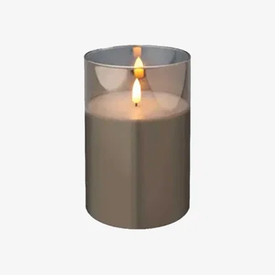 Barker and Stonehouse LED Smoked Candle, Grey Glass | Barker & Stonehouse