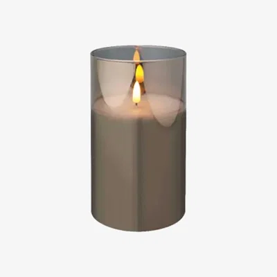 Barker and Stonehouse LED Large Smoked Candle, Grey Glass | Barker & Stonehouse