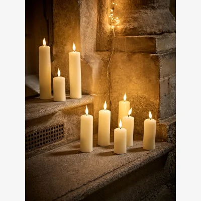 Cox and Cox Nine Slim Pillar Faux Candles