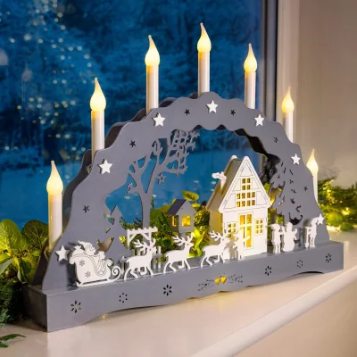 Christow Grey Christmas Village Candle Arch