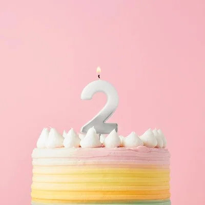 Dunelm Silver Ombre Number '2' Candle