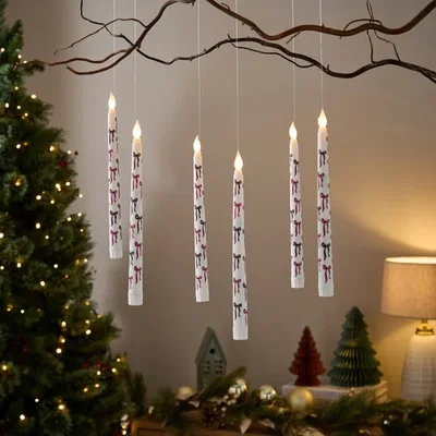 Dunelm Set of 6 Bow Printed Floating Candles