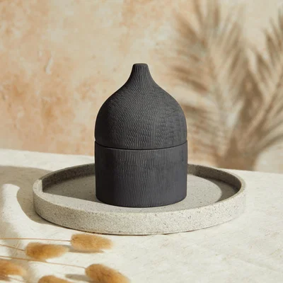 Dunelm Marrakesh Rounded Graphite Activated Charcoal & Matcha Candle Black