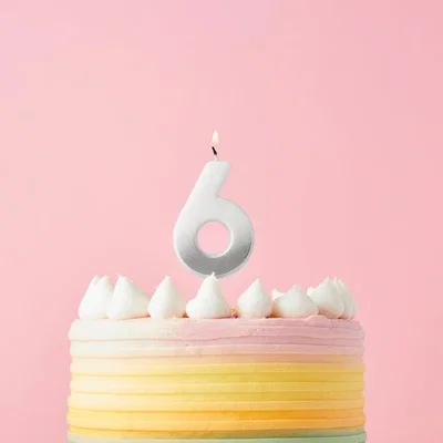 Dunelm Silver Ombre Number '6' Candle