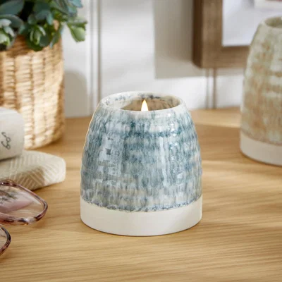 Dunelm Churchgate Oud and Bergamot Candle Blue