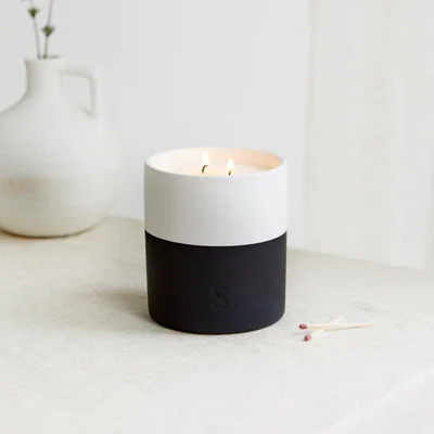 Dunelm Scandi Black Orka Activated Charcoal & Matcha Wick Candle Black and White