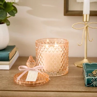 Dunelm Jasmine & Waterlily Pressed Glass Multi Wick Candle