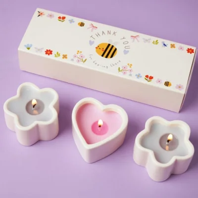 Dunelm Love Life Thank You Set of 3 Lychee & Raspberry Mini Candles