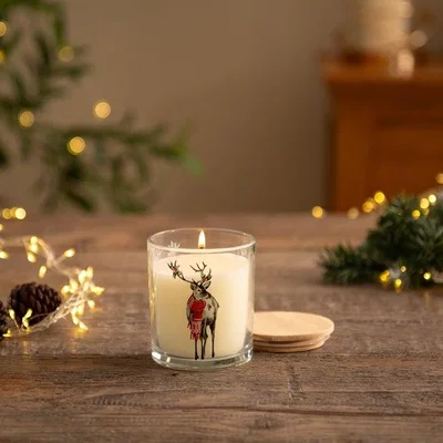 Dunelm Christmas Stag Linen Candle