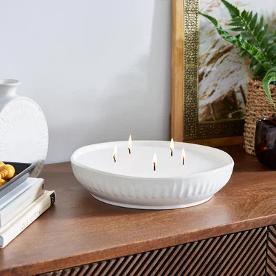Dunelm Global Zen Fig & Cedarwood Round Wick Candle White