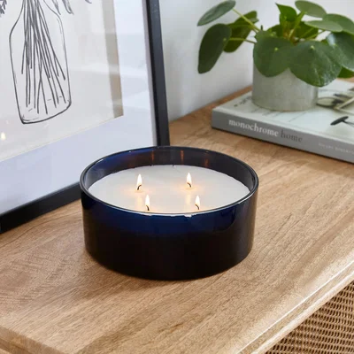 Dunelm Sundried Linen Large Wick Candle Blue