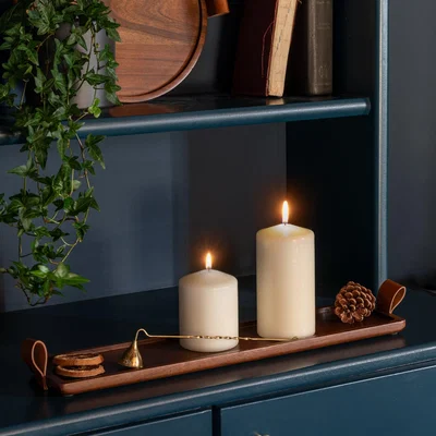 Dunelm Harvey Walnut Wooden Rectangle Candle Tray