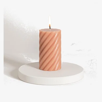 Dunelm Small Twisted Pillar Candle, 12cm Brown
