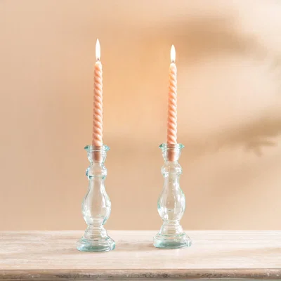 Dunelm Pack of 2 Twisted Taper Candles, 20cm Brown