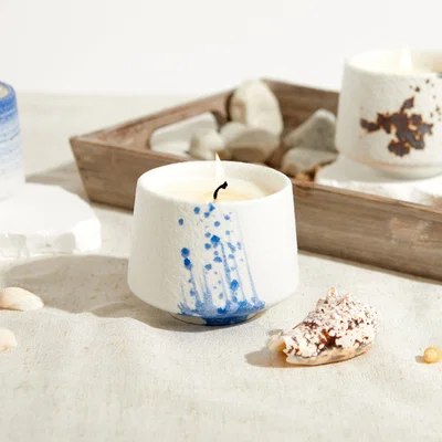 Dunelm St Ives Hollywell Bay Lime, Basil & Mandarin Candle White