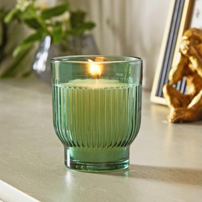Dunelm Cassis & Cocoa Ribbed Glass Candle Green