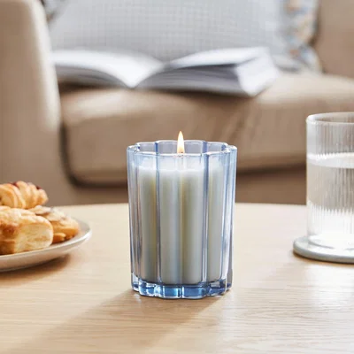 Dunelm Ylang Ylang & Neroli Scalloped Blue Glass Candle