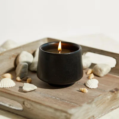 Dunelm St Ives Constantine Bay Activated Charcoal & Matcha Candle Black