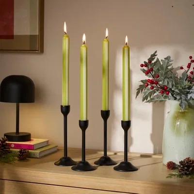 Dunelm Set of 4 Stripe Taper Candles