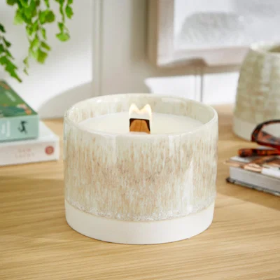 Dunelm Churchgate Vanilla and Sandalwood Crackle Candle Natural