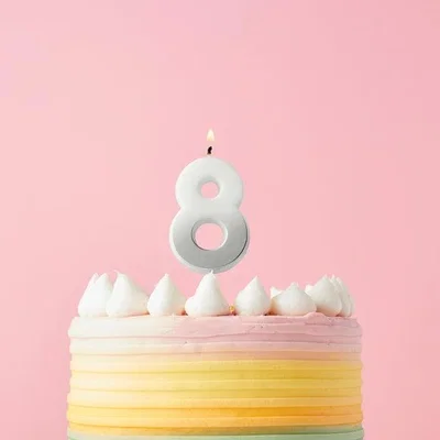 Dunelm Silver Ombre Number '8' Candle