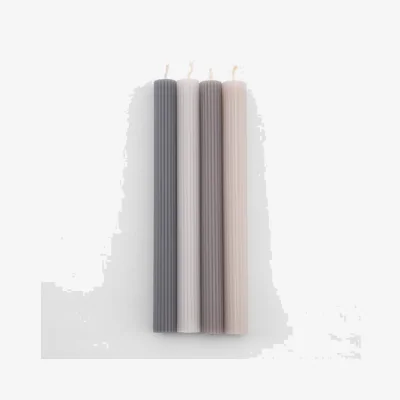 Dunelm Set of 4 Unscented Ribbed Dinner Candles