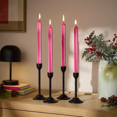 Dunelm Set of 4 Stripe Taper Candles