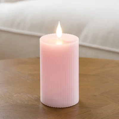 Dunelm LED Tap Out Ribbed Pillar Candle