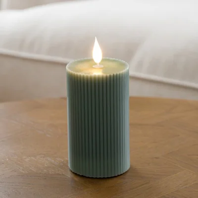 Dunelm LED Tap Out Ribbed Pillar Candle