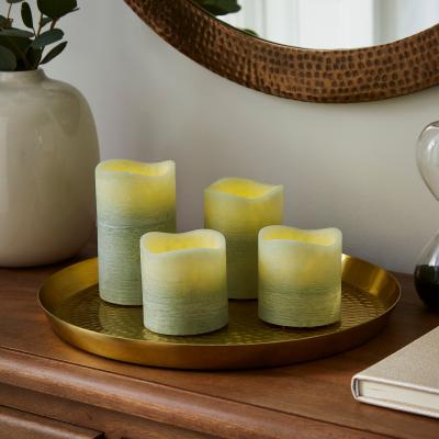 Dunelm Set of 4 LED Pillar Candles Green