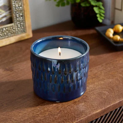 Dunelm Global Zen Black Pepper & Sage Candle Blue