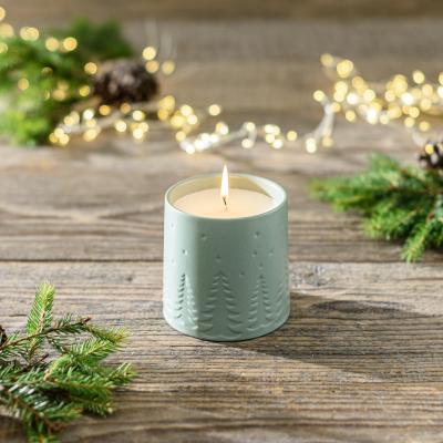 Dunelm Starlight Cinnamon Vanilla Embossed Tree Candle Green