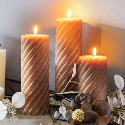 Dunelm Cedar & Sage Set of 2 Vanilla Twist Pillar Candles