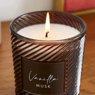 Dunelm Vanilla Sugar Twist Glass Candle Grey