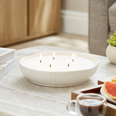 Dunelm Sandalwood & Cassis Textured Ceramic Large Multi Wick Candle