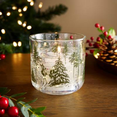 Dunelm Stag in Forest Festive Spice Scented Candle with LED Holder Green