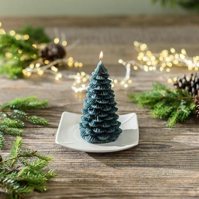 Dunelm Traditional Tree Shaped Candle Green