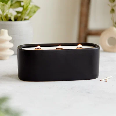 Dunelm Zesty Lemons Kiln Black Baguette Activated Charcoal & Matchawick Candle Black