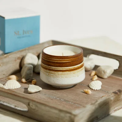 Dunelm St Ives Praa Sands Rock Salt & Driftwood Candle White
