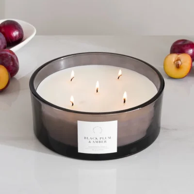 Dunelm Simplicity Collection Black Plum Multi Wick Candle