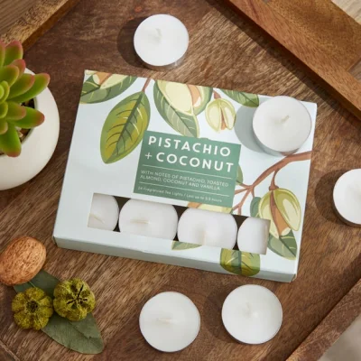 Dunelm Set of 24 Pistachio & Coconut Scented Tealights
