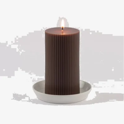 Dunelm Unscented Ribbed Pillar Candle