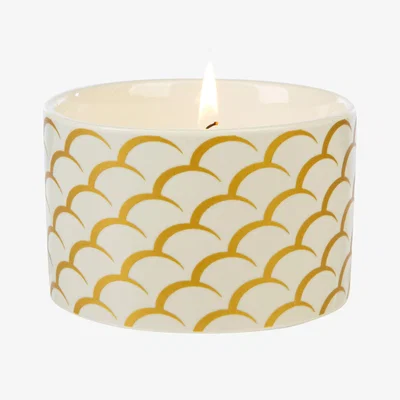 Dunelm Fired Earth Medceramic White Tea and Pomegranate Candle Yellow