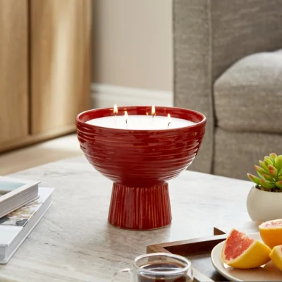 Dunelm Textured Ceramic Woody Round Multi Wick Candle