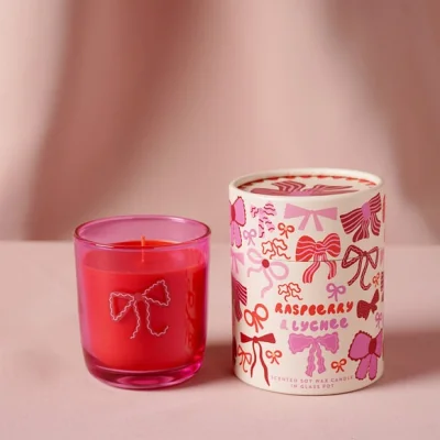 Dunelm Raspberry Blossom Raspberry & Lychee Bow Candle